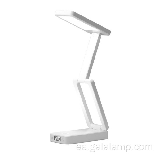 Lámpara de escritorio plegable recargable, lámpara de escritorio de lectura de reloj